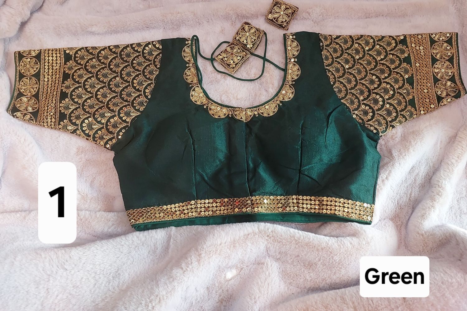 Stiched blouse in silk with heavy work  front and back with front hooks designer dori wid lining