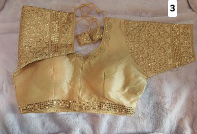 Stiched blouse in silk with heavy work  front and back with front hooks designer dori wid lining