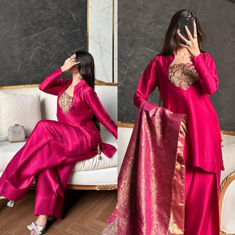 Designer Farshi shalwar in silk