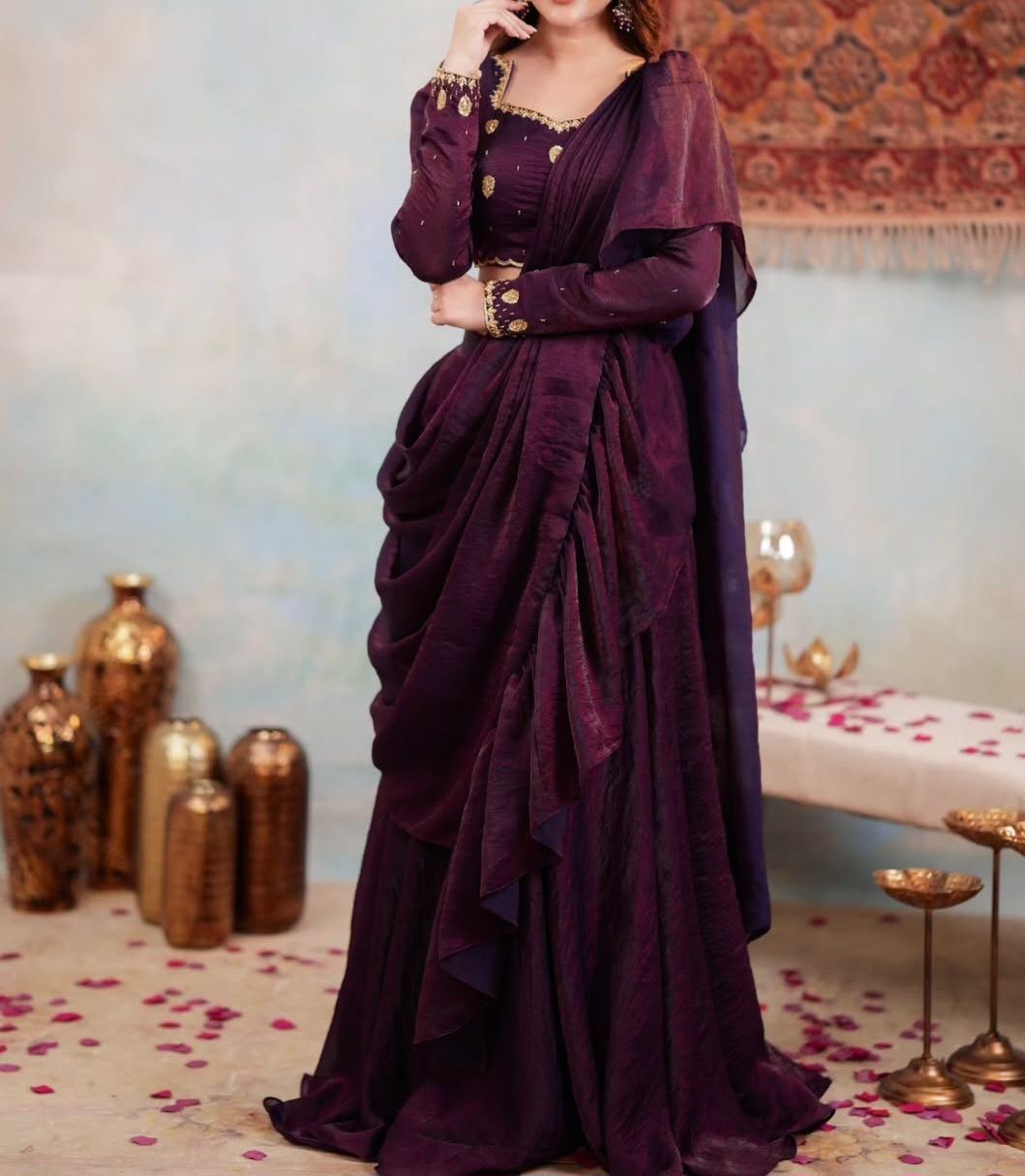 Ready to wear stiched lehnga saree
