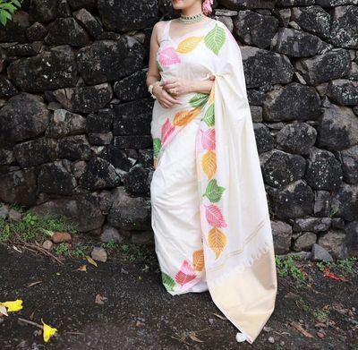 Self printed zari saree