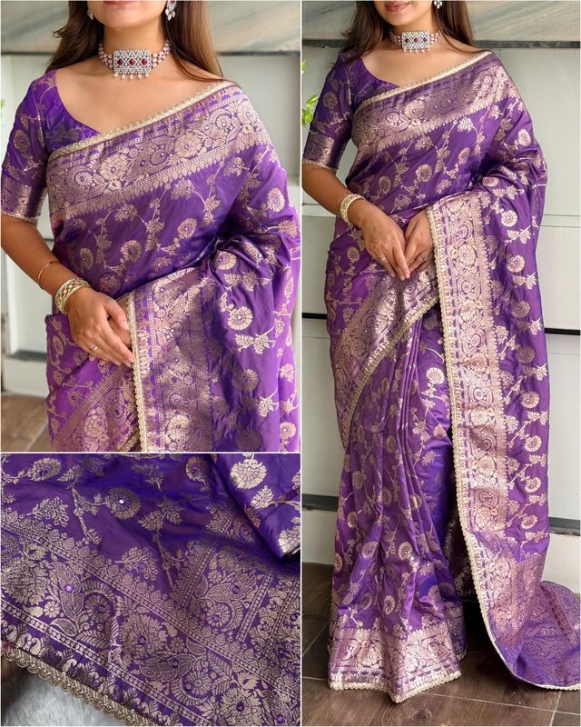 Soft silk zari with handwork