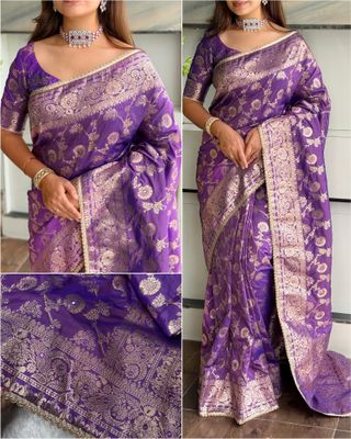 Soft silk zari with handwork