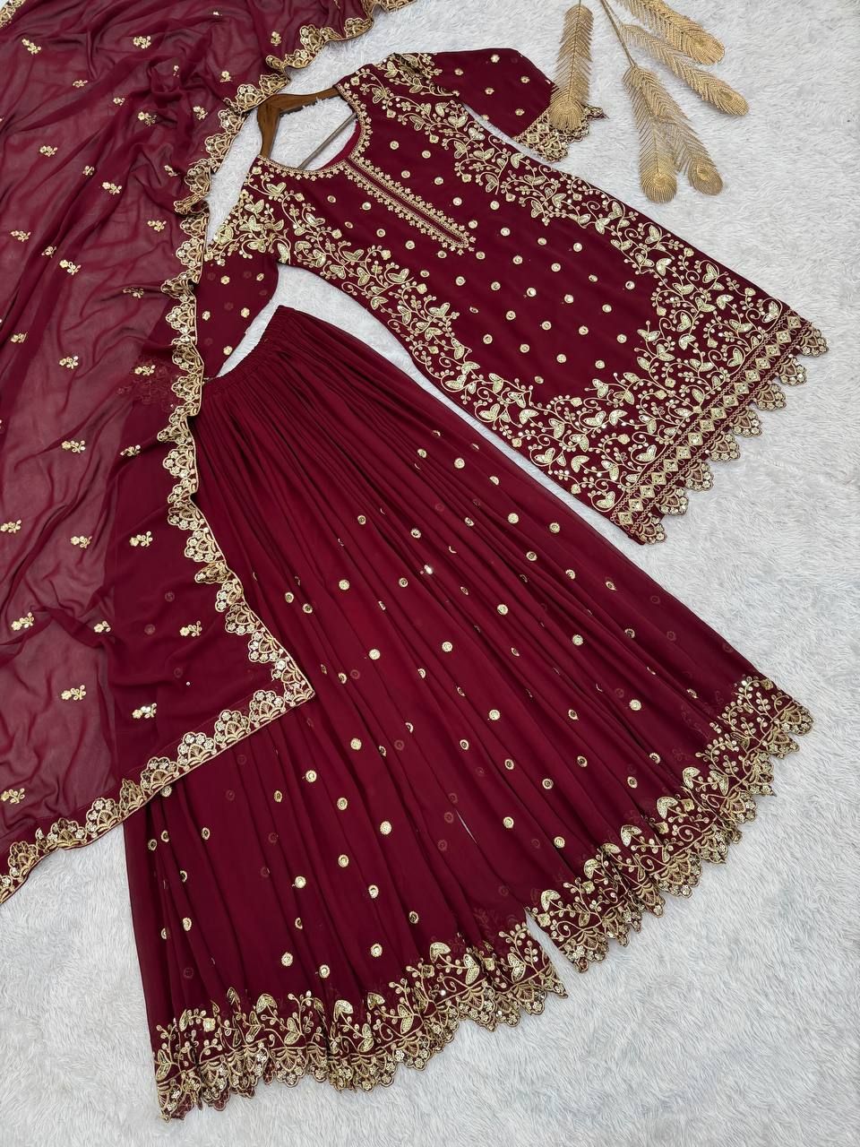 Heavy embroidery Georgette suit