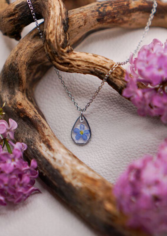 Kette Vergissmeinnicht- Tropf