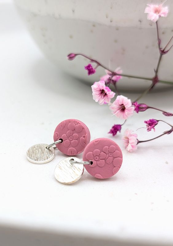 Ohrringe Blumenprint Mini - silber