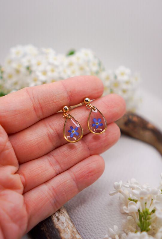 Ohrringe Vergissmeinnicht- Tropf