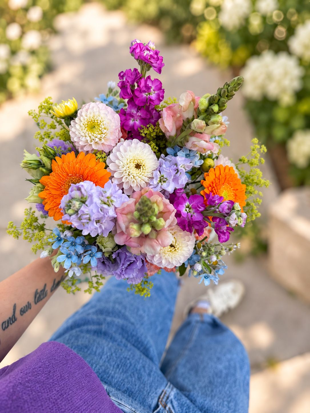 Blumenstrauß „Farbenfreude“ – bunter Blumenstrauß in Pink, Orange & Pastell