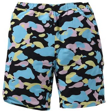BAPE MULTI CAMO TRACK SHORTS BLACK