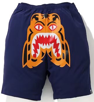 BAPE TIGER NAVY BEACH SHORTS
