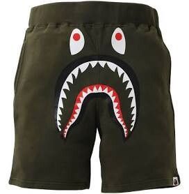 BAPE SHARK SWEAT SHORTS OLIVE DRAB