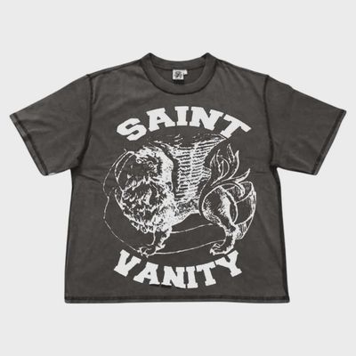SAINT VANITY WASHED GREY LOGO TEE