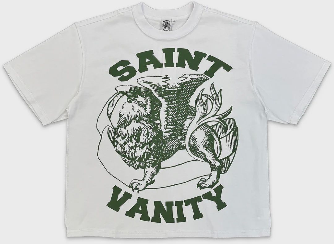 SAINT VANITY WHITE/GREEN LOGO TEE