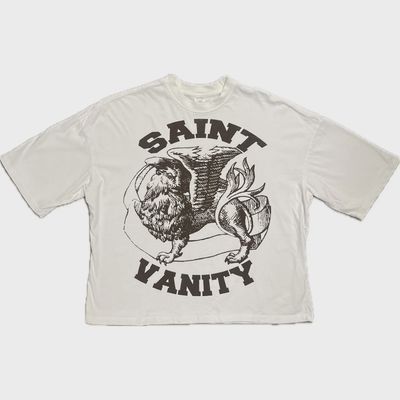 SAINT VANITY WHITE AND BROWN TEE