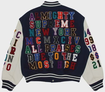SUPREME PRAISES VARSITY JACKET "NAVY"