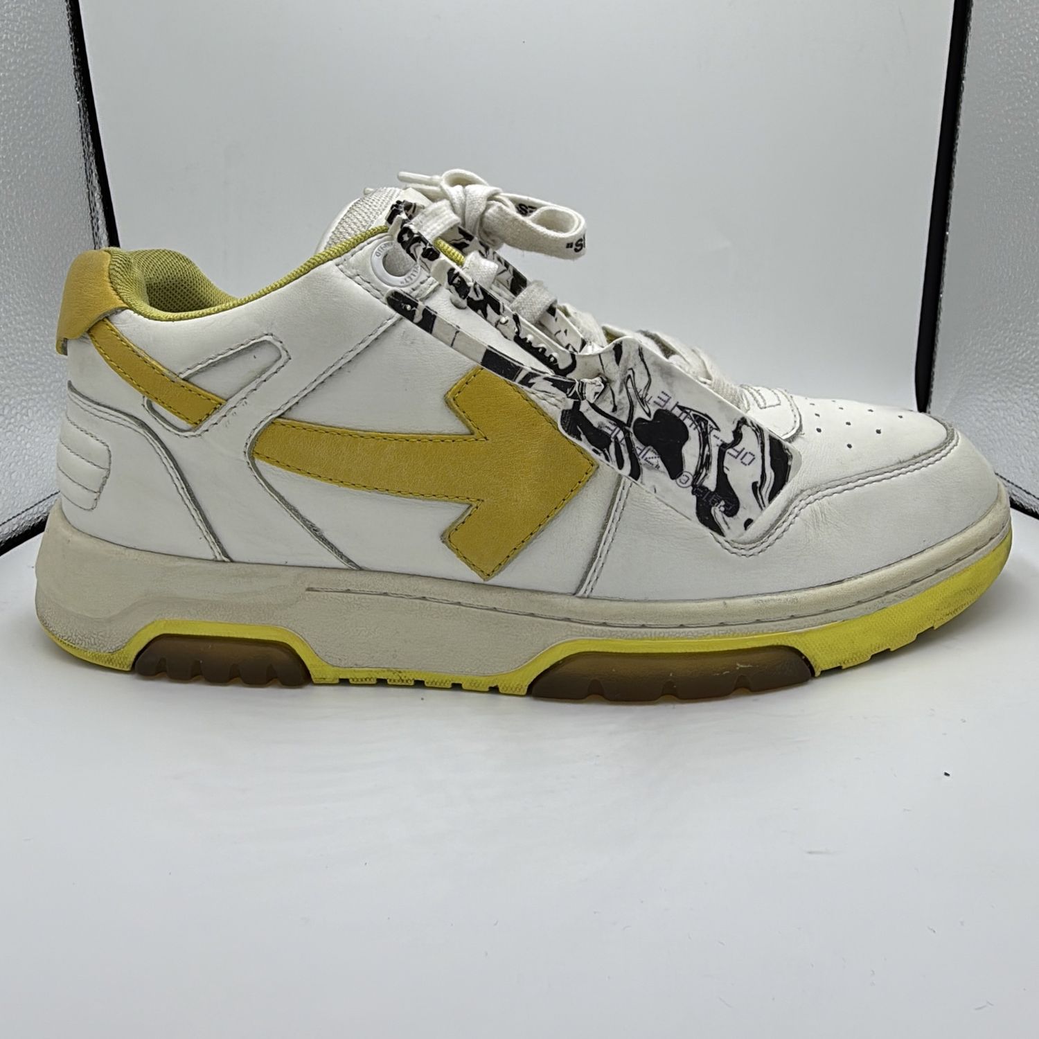 OFF WHITE OUT OF OFFICE LOW TOP YELLOW WHITE SNEAKER SZ 12 SZ 10 N.B.