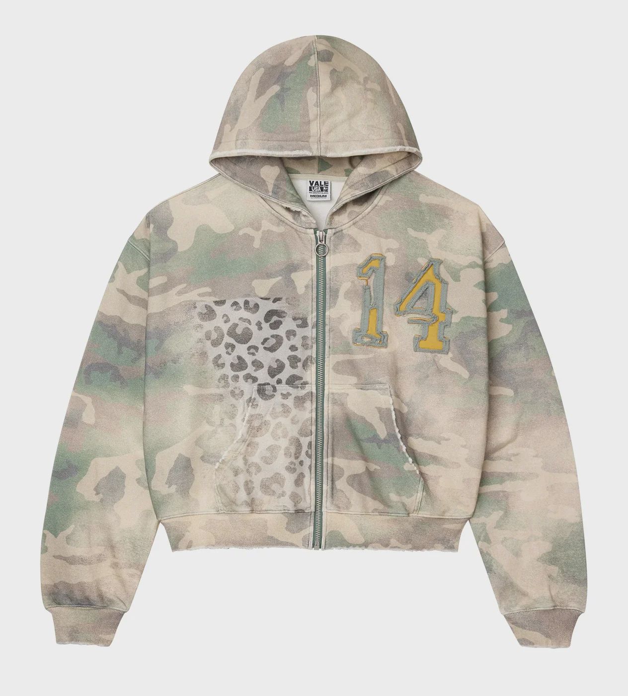 VALE FOREVER CHEETAH CAMO ZIP UP GREEN