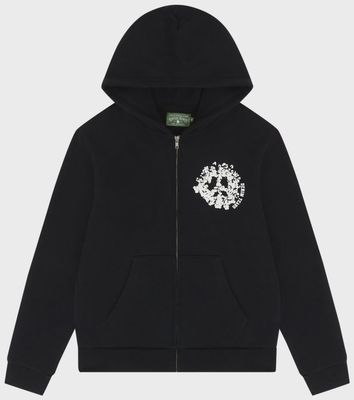 DENIM TEARS UNIVERSITY ZIP OODIE "BLACK/WHITE"