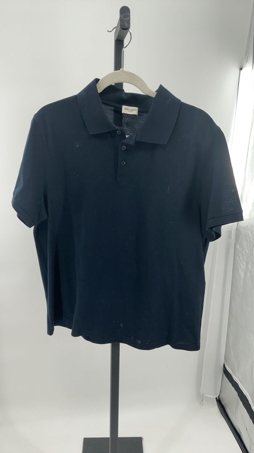 SAINT LAURENT NAVY POLO SHIRT