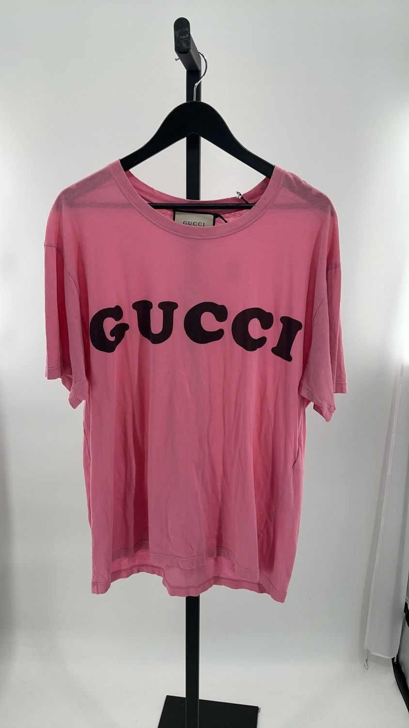 GUCCI LOGO PINK T SHIRT