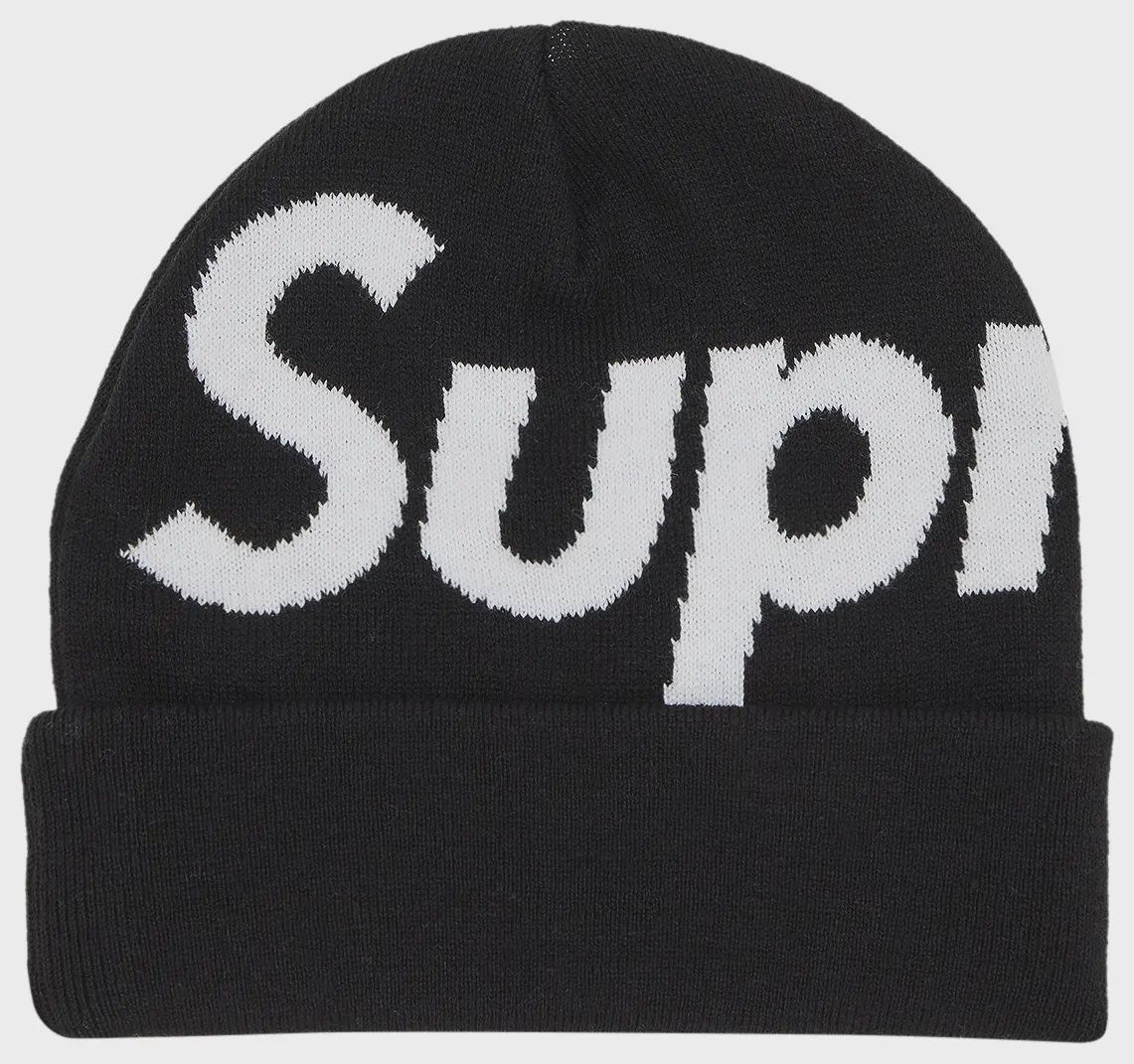 SUPREME BIG LOGO BEANIE "BLACK"