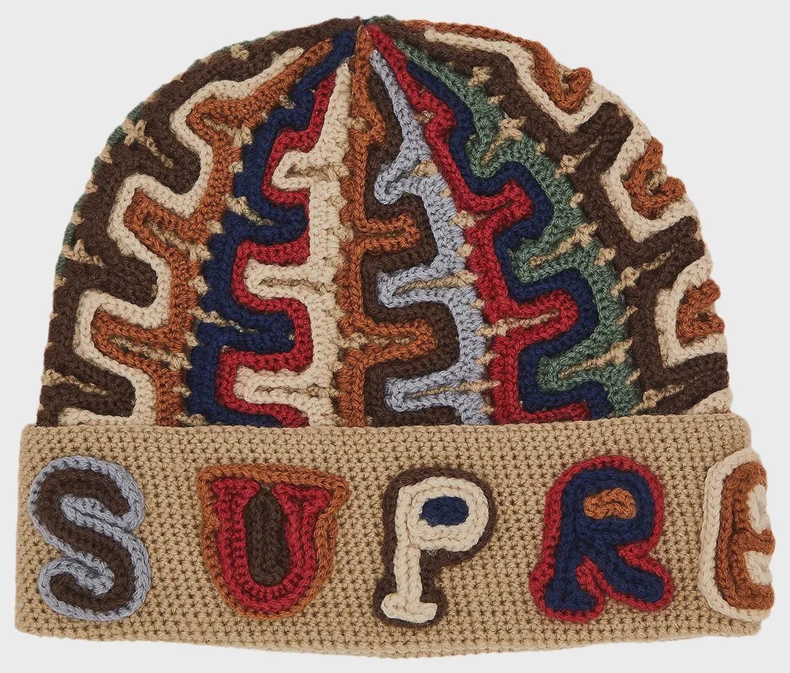 SUPREME YARN APPLIQUE BEANIE &quot;KHAKI&quot;