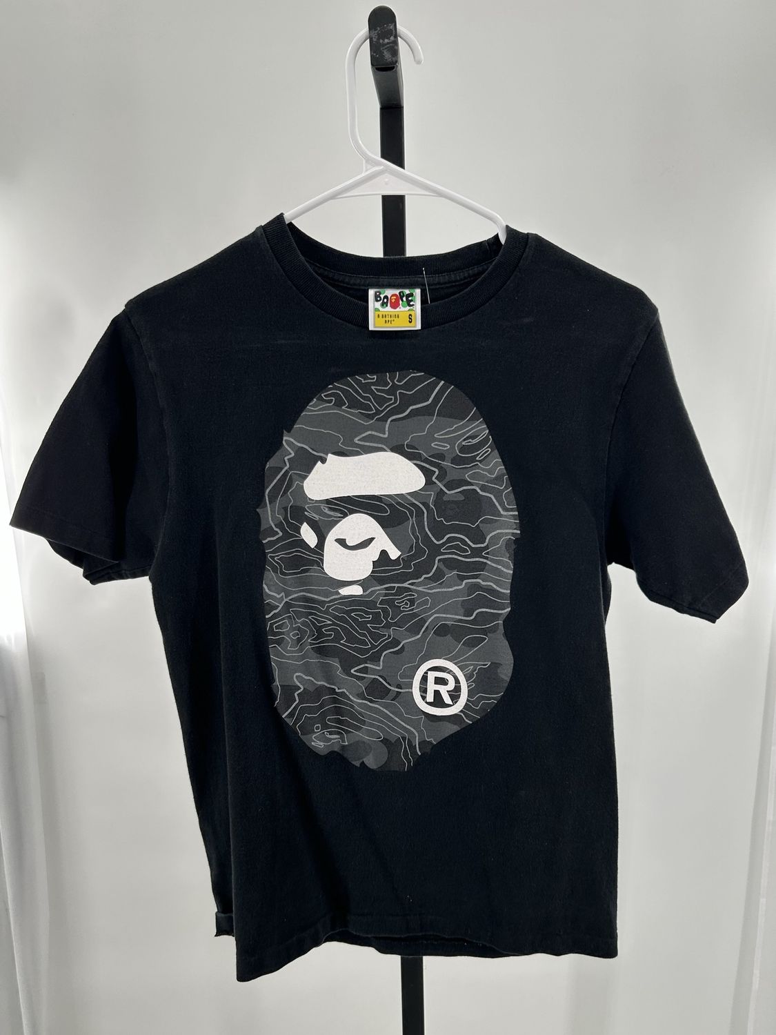 BAPE LAYERED LINE CAMO BIG APE HEAD TEE