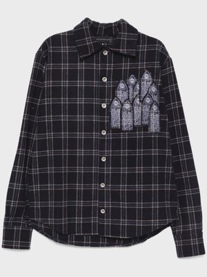 WHO DECIDES WAR LOGO PATCH LONG SLEEVE SHIRT "NAVY"