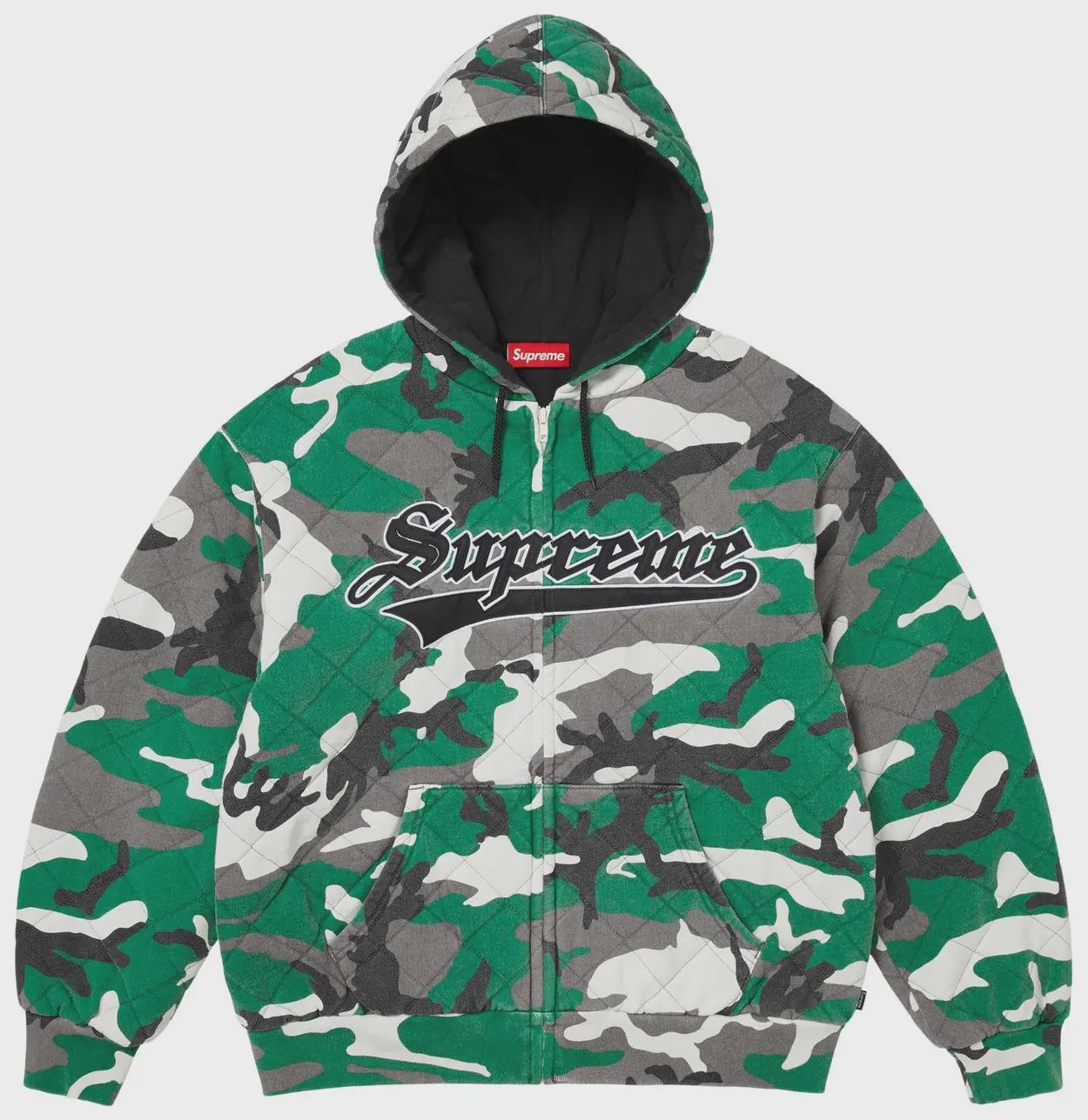 SUPREME QUILTED ZIP UP JACKET "GREEN CAMO"