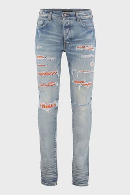 AMIRI ORANGE BANDANA THRASHER SKINNY JEANS
