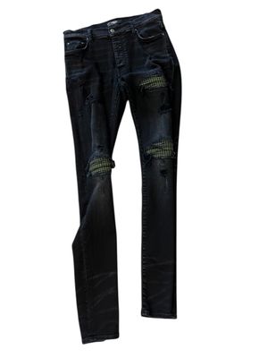AMIRI JEANS MX1 NEON PLAID "AGED BLACK"