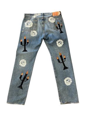 DENIM TEARS X VIRGIL ABLOH "MESSAGE IN A TEAR" PRINTED JEANS