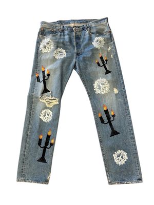 DENIM TEARS X VIRGIL ABLOH "MESSAGE IN A TEAR" PRINTED JEANS