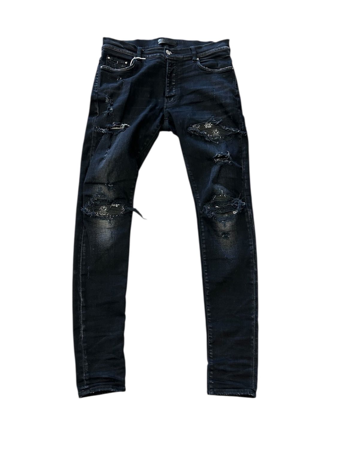AMIRI MX1 PAISLEY FADED BLACK JEANS