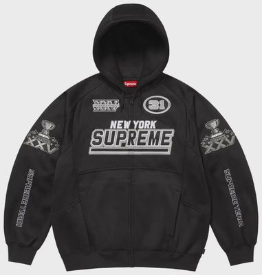 SUPREME FOOTBALL ZIP UP HOODED SWEATSHIRT "BLACK"