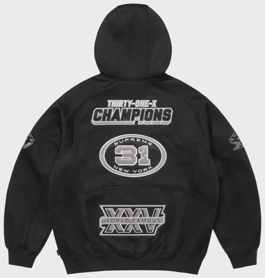 SUPREME FOOTBALL ZIP UP HOODED SWEATSHIRT "BLACK"