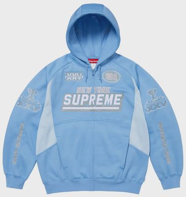 SUPREME FOOTBALL ZIP UP HOODED SWEATSHIRT "LIGHT BLUE"