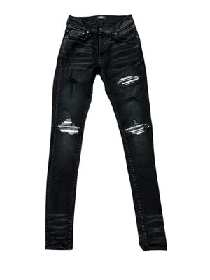 AMIRI JEANS MX1 BLACK MILK WHITE BROWN PATCH