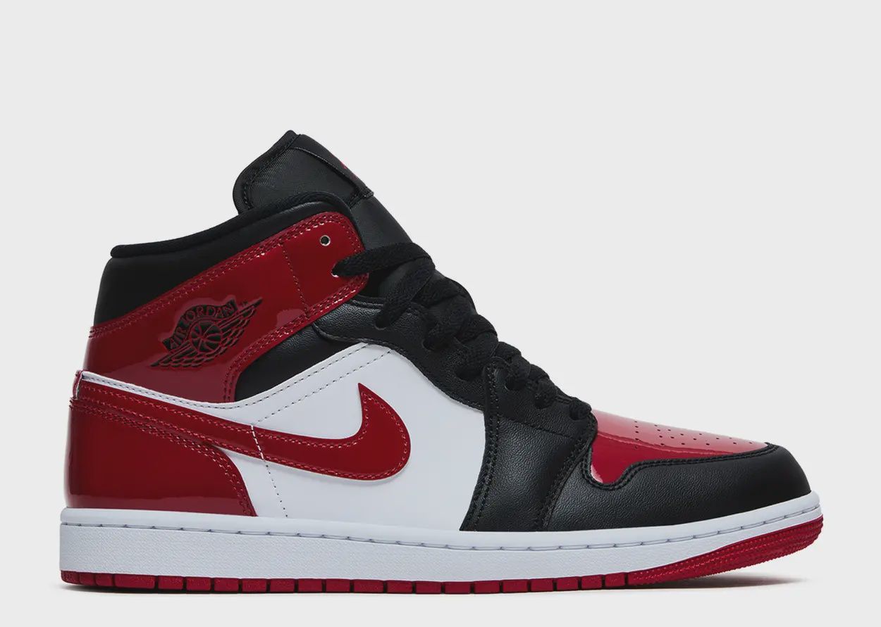 JORDAN 1 MID "PATENT BRED TOE"