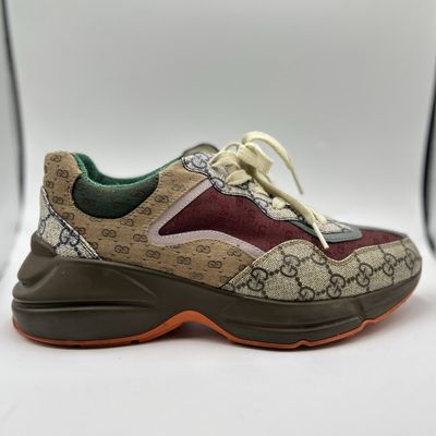 GUCCI RYHTON BROWN/RED SZ 6