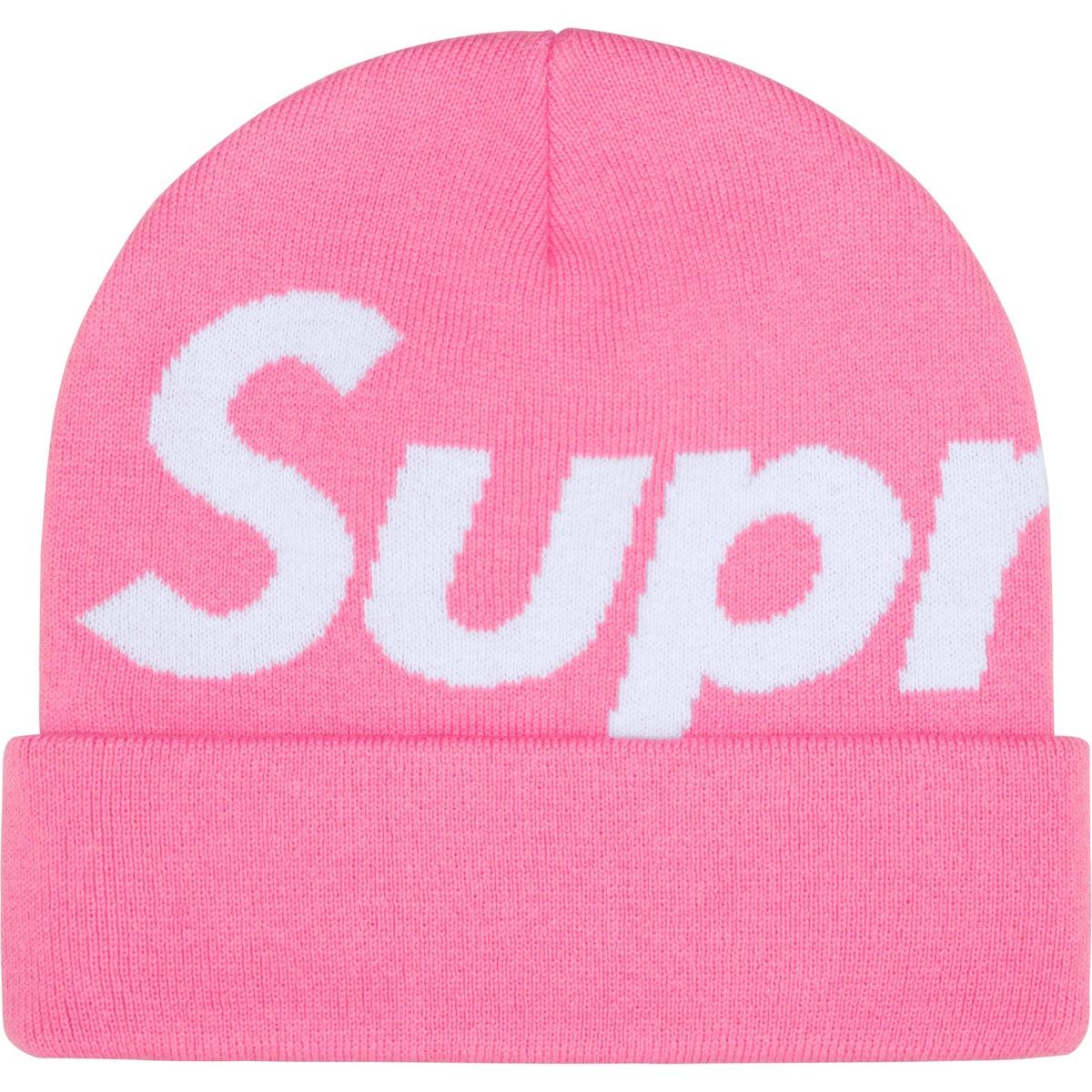 SUPREME BIG LOGO BEANIE, COLOR: PINK