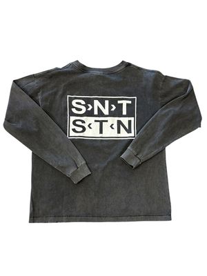 SAINT MICHAEL FADED GRAY RIPPED SAINT PRINTED L/S