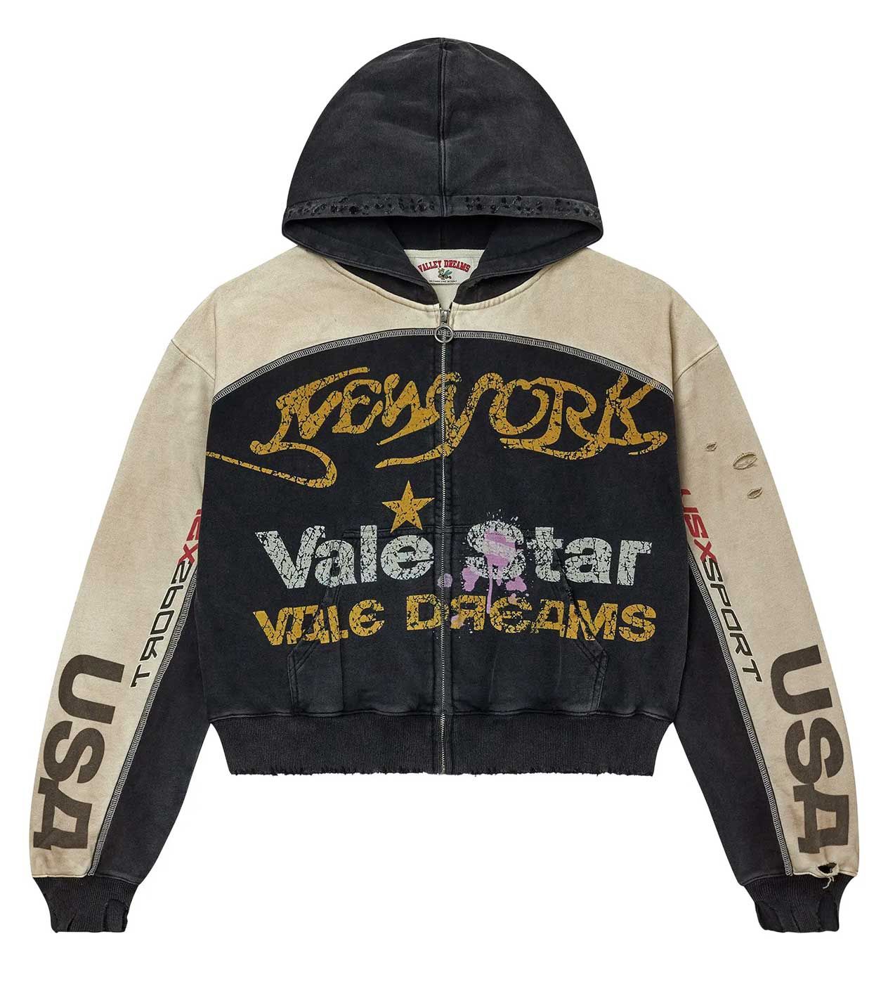 VALE FOREVER STAR ZIP UP HOODIE BLACK