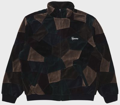 SUPREME PATCHWORK VELOUR TRACK JACKET "DARK NAVY"