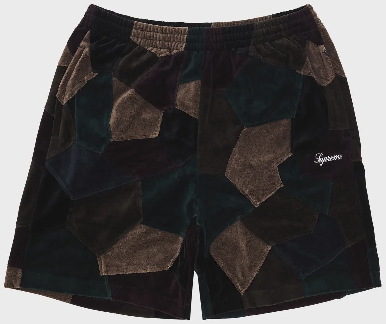 SUPREME PATCHWORK VELOUR SHORT "DARK NAVY"