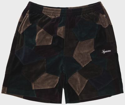 SUPREME PATCHWORK VELOUR SHORT "DARK NAVY"