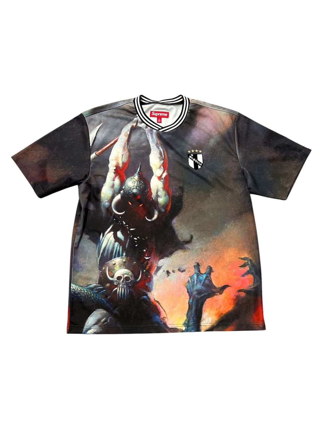 SUPREME X FRANK FRAZETTA SOCCER JERSEY “DEATH DEALER”