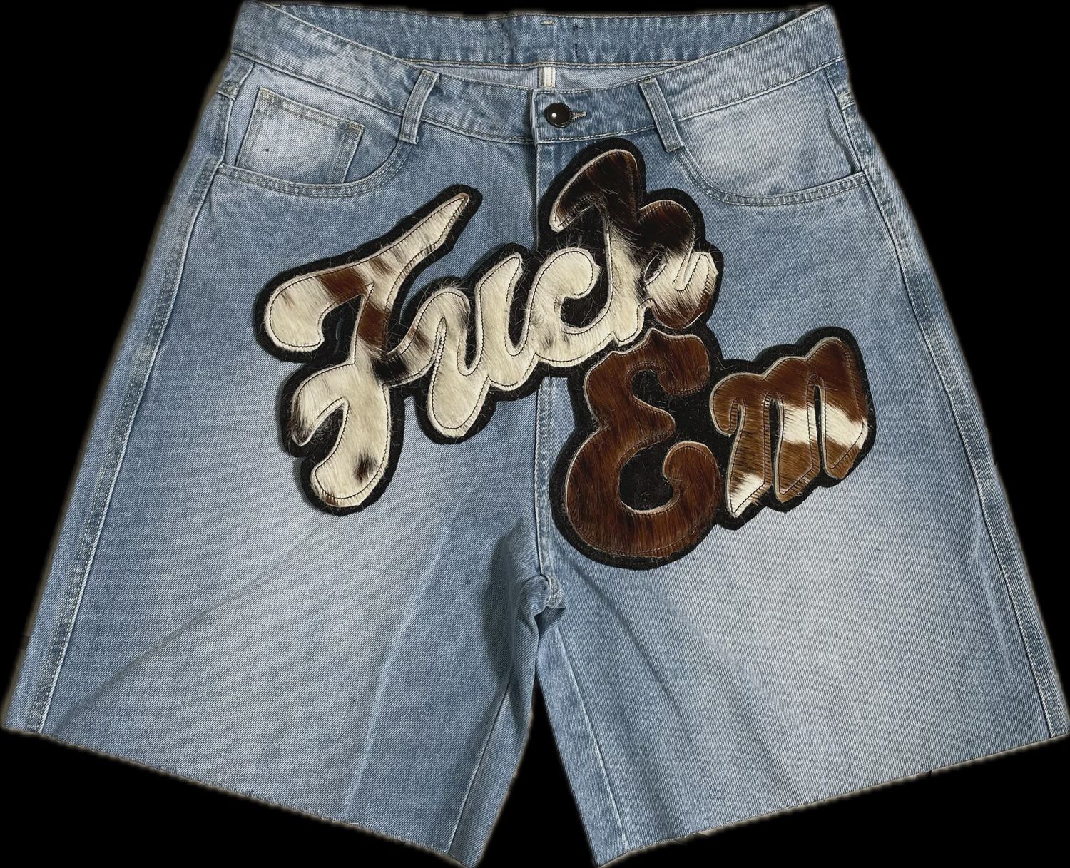 FUCK EM JORTS BLUE/COW HIDE