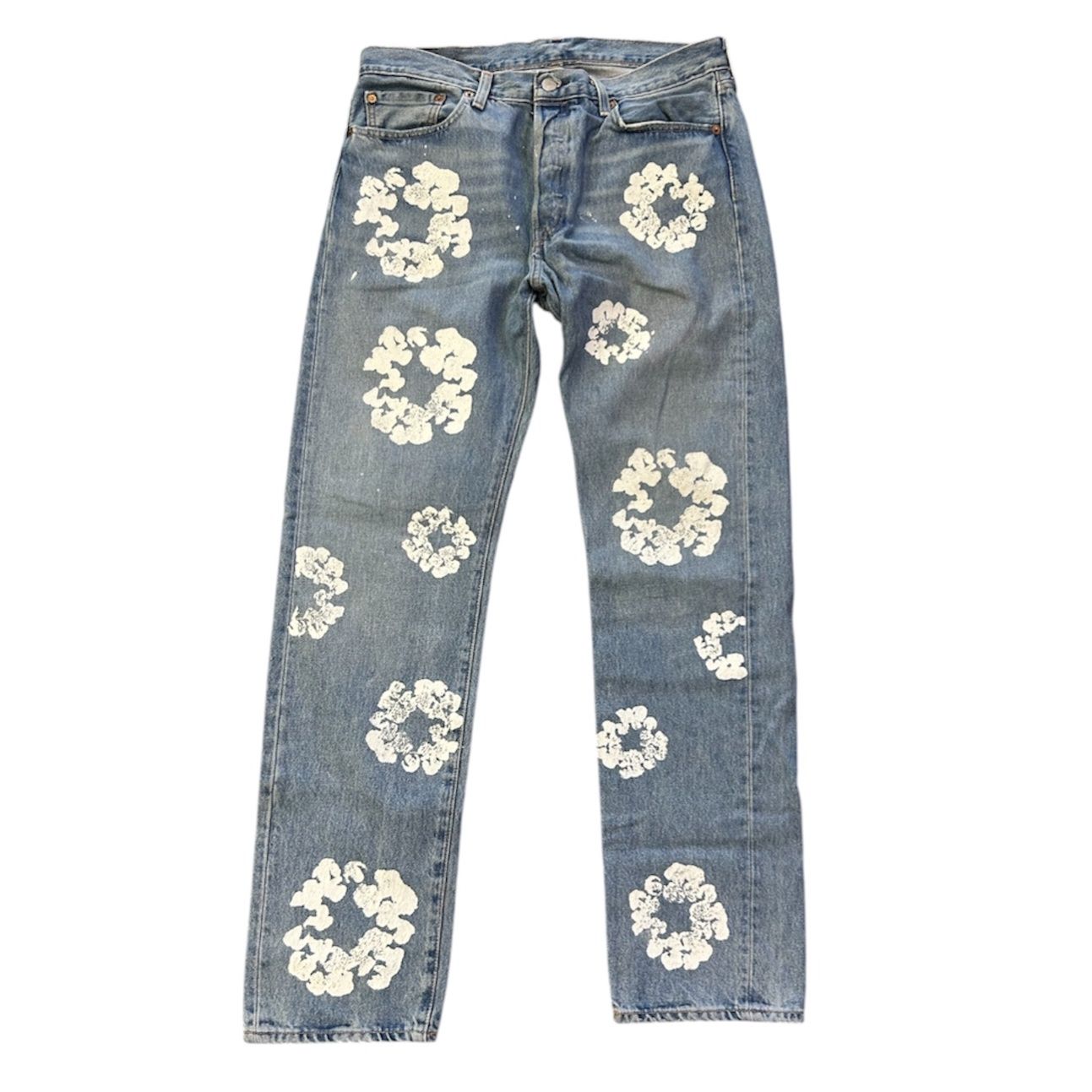 DENIM TEARS X LEVI’S COTTON WREATH JEANS LIGHT WASH BLUE SZ 33x32