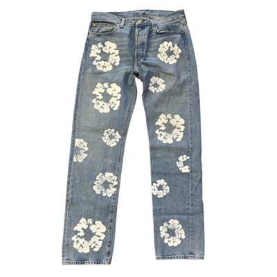 DENIM TEARS X LEVI’S COTTON WREATH JEANS LIGHT WASH BLUE SZ 33x32